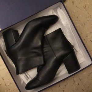 Black leather booties